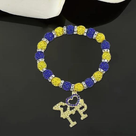 Sigma Gamma Rho Bracelet Blue and Gold with Pendant Logo - Picture 3 of 3